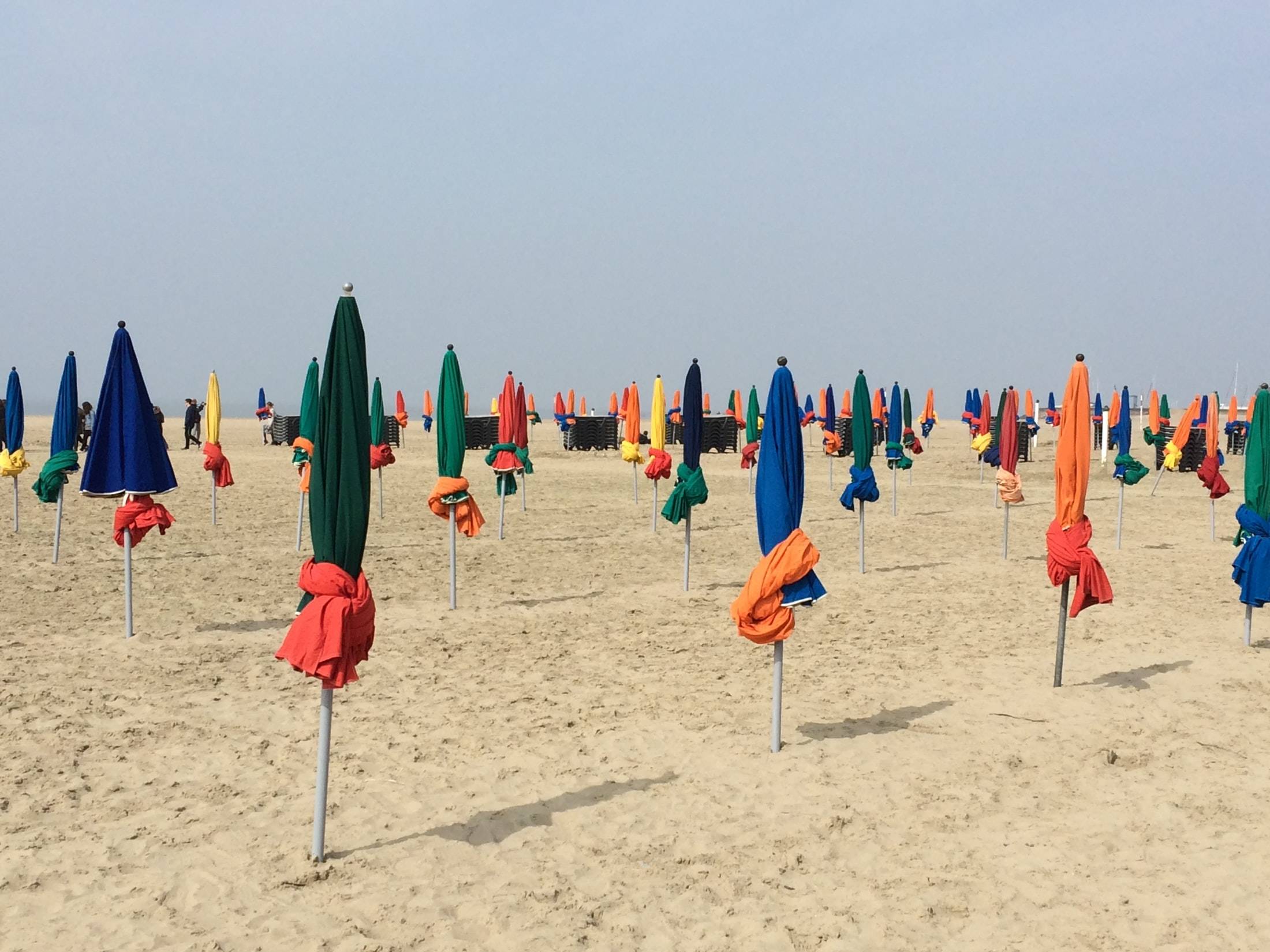 Deauville beach, umbrellas closed